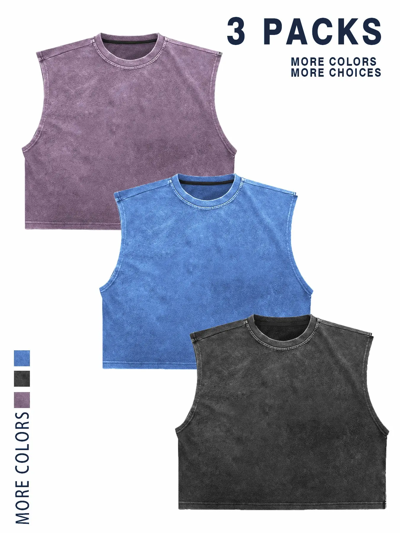 【TDOTW】4-Pack Acid-Wash Sleeveless Tank Tops Workout Tanks – Men's Casual Daily & Workout Outfits, Soft Cotton Blend Fabric, Relaxed Fit, 4-Pack Set, Multi-Color Washed Style, Menswear 【TDOTW】4-Pack Acid-Wash Sleeveless Tank Tops Workout Tanks – Men's Casual Daily & Workout Outfits, Soft Cotton Blend Fabric, Relaxed Fit, 4-Pack Set, Multi-Color Washed Style, Menswear
