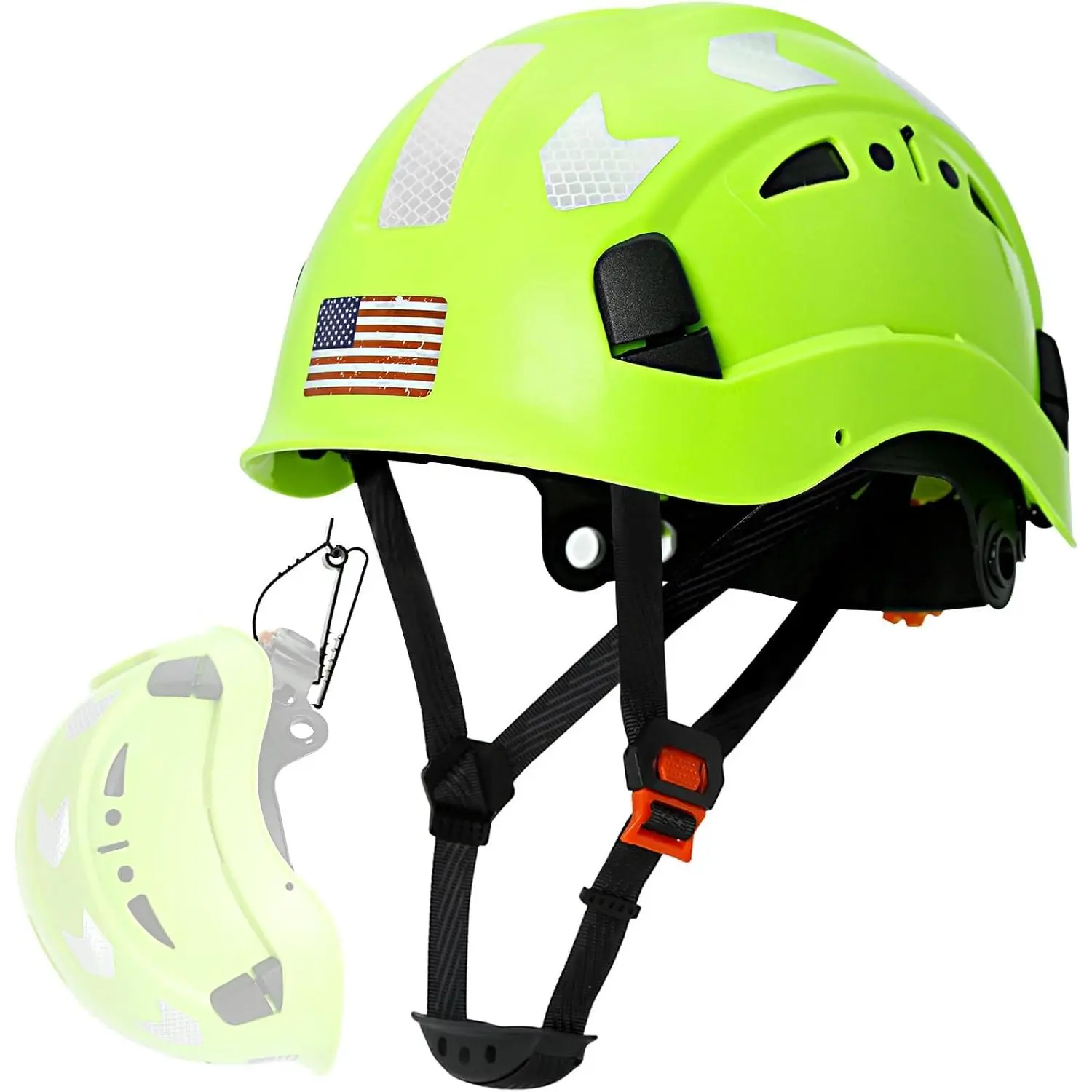Full Brim Safety Helmet for Men, Carbon Fiber Pattern ABS Hard Hat, Vented, Lightweight with 6-Point Dial Suspension & Chin Strap, Safety Gear, Construction Hard Hat, Reflective Tape, Hot Weather, 6-Point Fit, All Seasons, Chinstrap Buckle, Dial-Fit