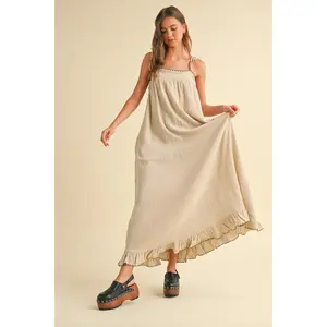 Soft Sand Gauze Dress - Tan - FINAL SALE