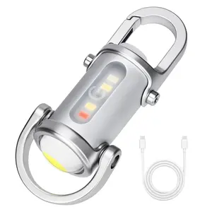 Keychain Flashlights Rechargeable, 800 Lumens EDC Mini Flashlights, COB Keychain Work Light Flashlights 7 Light Modes, Bright Mini Keychain Light for Walking, Searching and Hiking(White)