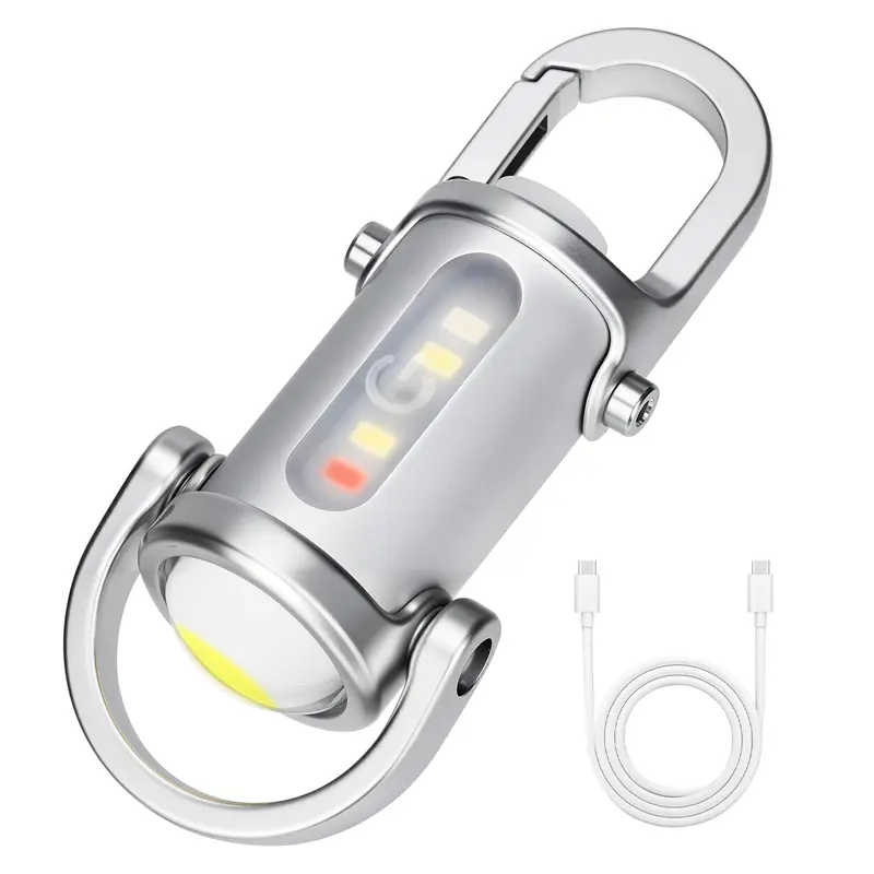 Keychain Flashlights Rechargeable, 800 Lumens EDC Mini Flashlights, COB Keychain Work Light Flashlights 7 Light Modes, Bright Mini Keychain Light for Walking, Searching and Hiking(White)