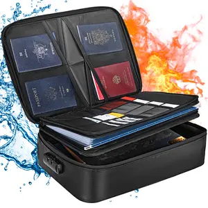 VEVOR Fireproof Document Box, Fireproof Document Bag with Lock 2000 ℉ , 3-layer Fireproof and Waterproof File Box 14.17x10.63x4.13 inch with Zipper, for Money, Documents, Jewelry and Passport Organiser