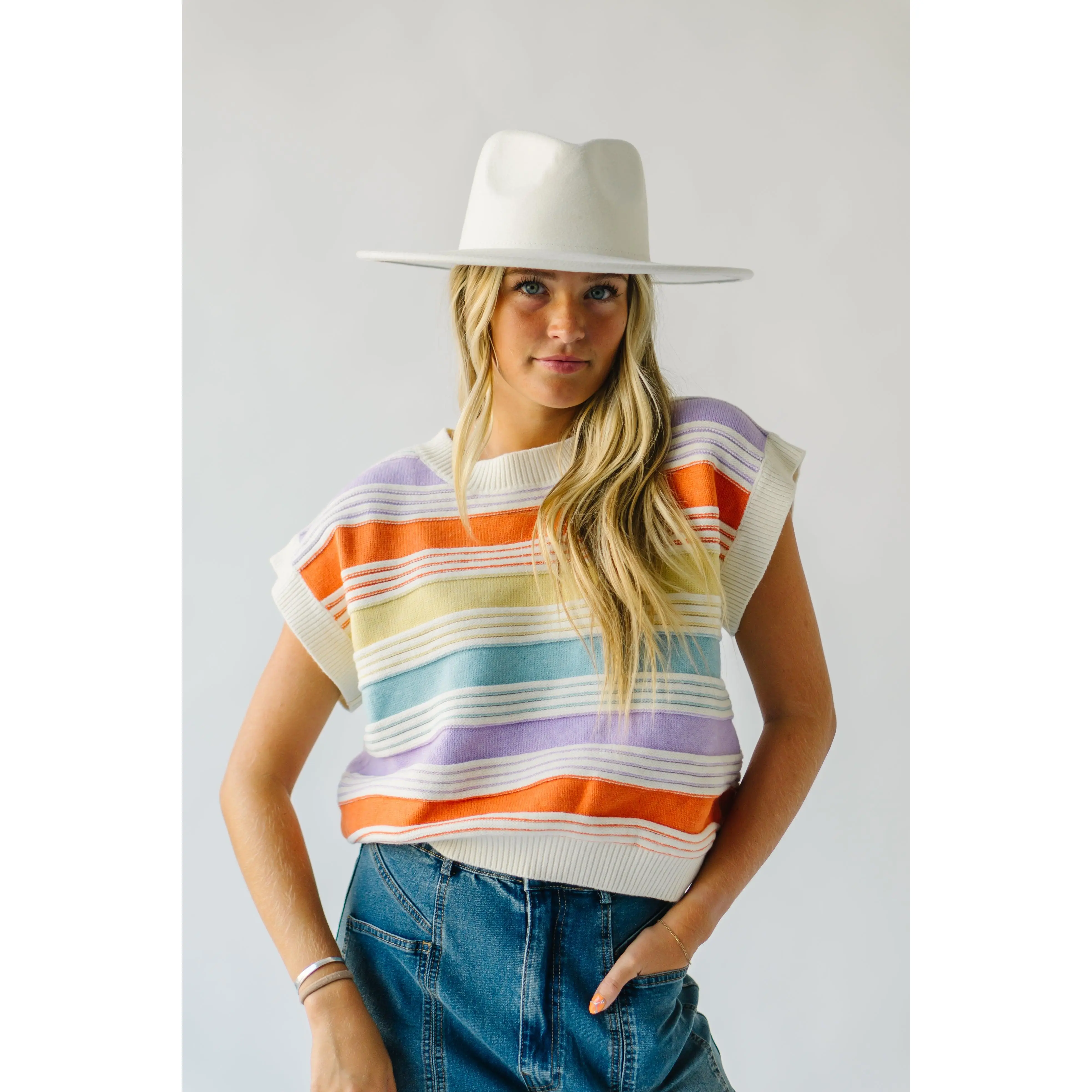 The Tiernan Striped Sweater in Lavender Combo