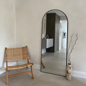 Full Length Mirror Bathroom Vanity Mirrors Standing Hanging or Leaning Wall, Wall Mirror with Stand Aluminum Alloy Thin Frame for Bathroom Bedroom Living Room