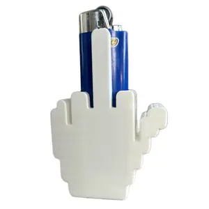 Middle Finger "Fuck You" Lighter Case - Unique Design Blue Lighter with White Finger Shaped Cover