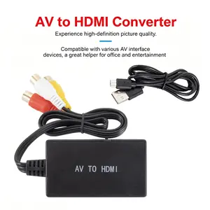 RCA to HDMI Adapter – 1080p/720p Upscaler with Audio, Works with VCR, DVD, Game Console to HDTV, Plug & Play, Supports PAL/NTSC, Ideal for Smartphone Connection