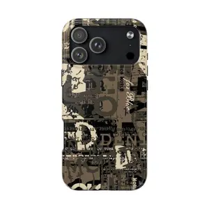 Vintage Newspaper Phone Case – Retro Collage Camo Phone Case