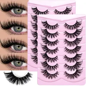 Dramatic Cat Eye False Eyelashes, Synthetic, Cosmetic, 14 Pairs/2 Pack, Natural Long Winged Design, Perfect for Flawless Makeup Look