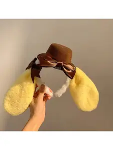 New dog top hat headband cosplay hairpin bow dog ears hair accessories holiday party performance headwear