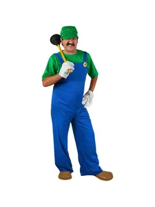 Funny, Green Retro Plumber Brother Costume, Halloween