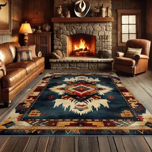 Tribal Rug  Rustic Aztec for Living Room,Washable Rugs for Bedroom, Southwest Boho Indian Home Decor, Native American Gifts for Mother Day Bohemian Style Rugs Decorative Rug