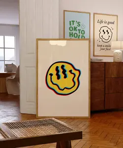 Smiley Face Wall Art, Minimalist Wall Print, Modern Art Print,Trendy Wall Art, Smiley Face Retro Wall Art, Aesthetic Wall Art,  Print - NO FRAME