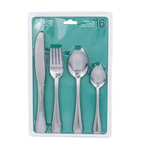 Gibson Stainless Steel Flatware Set - 16 Piece Child-Friendly Cutlery for Household & Restaurant Tableware Collection