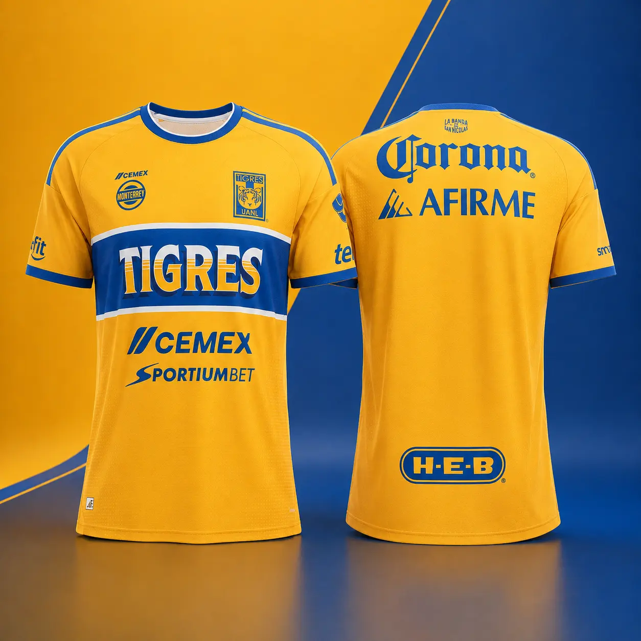 Tigres UANL 2026/27 Home Soccer Jersey, Sizes XS-5XL, Yellow Gold and Blue Short Sleeve Football Shirt with Bold Chest Stripe, Lightweight Breathable Quick-Dry Liga MX Fan Top for Men and Women, Game Days, Training, Outdoor Activities and Casual Wear
