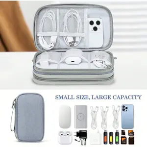 Shockproof Electronics Storage Box 7.48 x 4.33 x 2.16 Inch, Portable Canvas Cable Organizer Pouch for Charging Cables Earphone Cords Power Bank USB Hard Drive SD Cards, Lightweight Sturdy Protection Against Drops Bumps Scratches