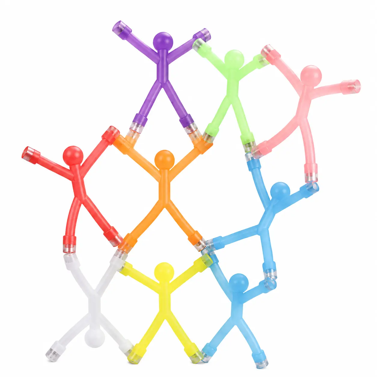 Magnetic Fidget People Toys 10 Pack – Bendable Sensory Figures with Magnetic Hands & Feet, ADHD Toy, Travel Toy, Easter Basket Stuffer for Kids