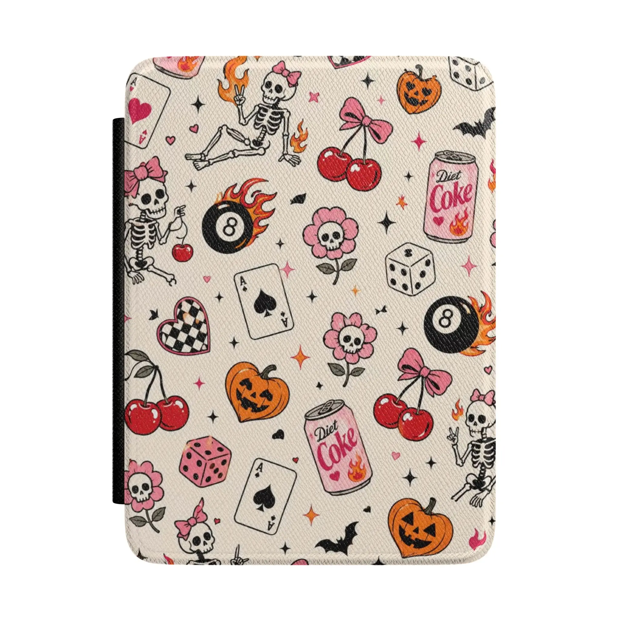 Pink Spooky Tattoo Kindle Case | Goth Coquette Halloween Paperwhite Folio Cover