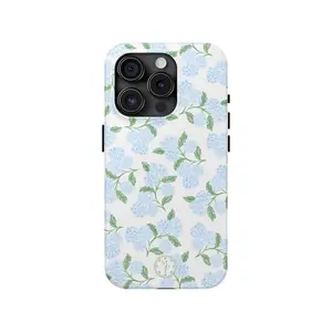 Hydrangea Phone Case Blue Green Preppy Girly Protective Durable Case for Phone Gifts for Her Maddenly Paperie