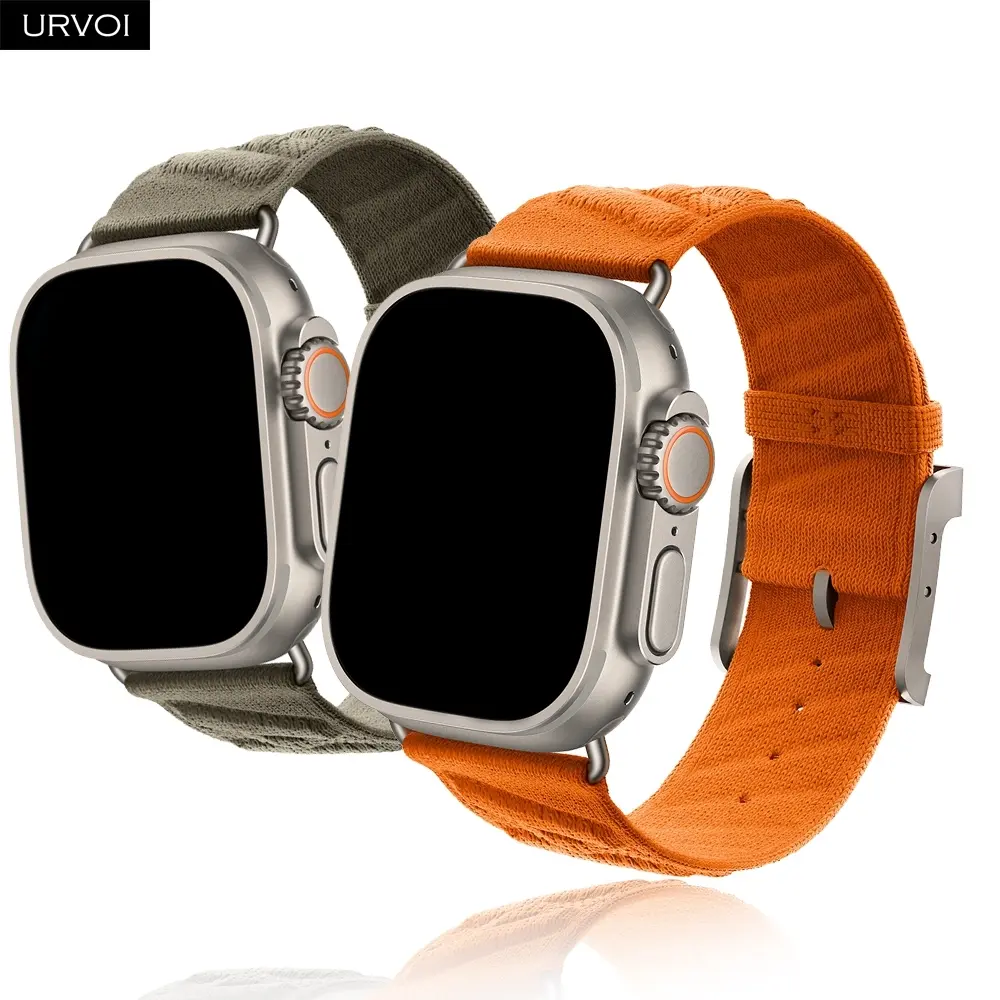 URVOI En Mer Band for Apple Watch Ultra 3 2 Series 11-4 SE 3 Comfortable Replacement strip Smartwatch Strap Stylish New Color Orange Gris Titane Smart Watch Straps Smart Watch Accessories
