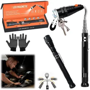 Upgraded Telescoping Magnetic Pickup Tools Flashlight,Double-Headed Magnet Led Telescoping Flashlight, Neck Bendable Spring Stick,Gift for Every Guy (1 PCS)