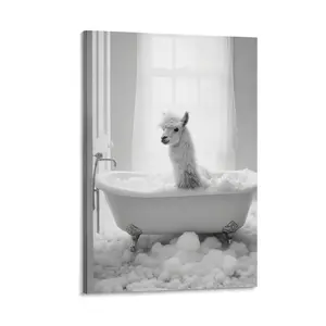 Alpaca Poster Canvas Wall Art Funny Alpaca Bathroom Poster Poster Canvas Wall Art For Bedroom Decor Bar Office Room Decor Gift