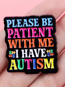 Autism Awareness Lapel Pin, Rainbow Patience Quote Zinc Alloy Badge, Special Gift for Students, Casual Style, All Seasons Wear, Durable Metal Pins