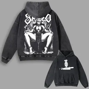 DanDaDan Seiko Ayase Anime Double Printed Vintage Washed Hoodie Unisex Oversize Heavyweight Cotton Manga Graphic Soft Tops Natural Shade Pullover Anime Gift Streetwear