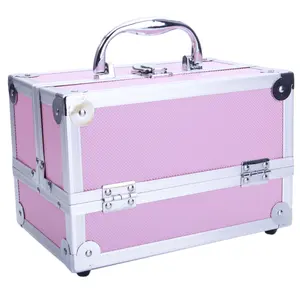 Ubesgoo Aluminum Makeup Train Case Jewelry Box Cosmetic Organizer with Mirror 9"x6"x6" Pink Ubesgoo Aluminum Makeup Train Case Jewelry Box Cosmetic Organizer with Mirror 9"x6"x6" Pink