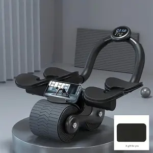 Ab Roller Wheel, New Ab Roller Wheel Automatic Rebound with 4 Elbow Supports, Automatic Rebound Abdominal Wheel with Timer, Abdominal Exercise Roller, Plank Ab Roller Wheel for Core Trainer