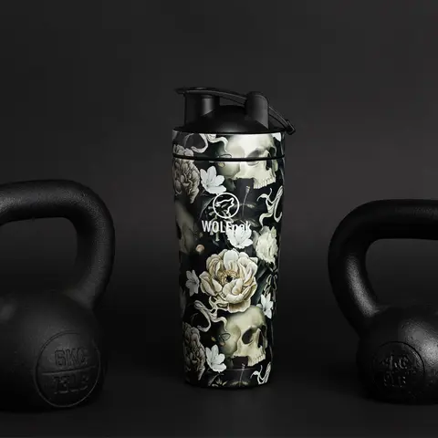 Eternal Bloom Insulated Flask Drink Shaker with Secure Lid and Convenient Carry Loop