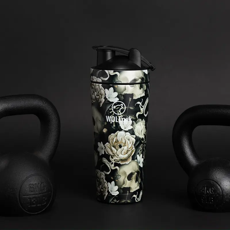 Eternal Bloom Insulated Flask Drink Shaker with Secure Lid and Convenient Carry Loop