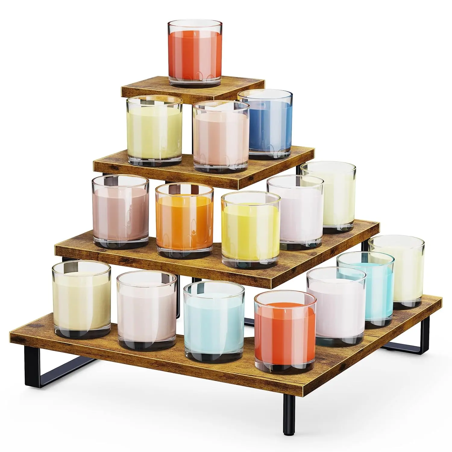 4 Tier Display Riser Stand,  & Metal, Space Saving Corner Stand for Retail, Vendor & Home Use