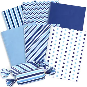 120 Sheets Winter Blue  Tissue Paper Christmas Bulk  Wrapping Paper Dot Stripe Wave Art Craft for DIY Hanukkah Xmas Party Favor Decor