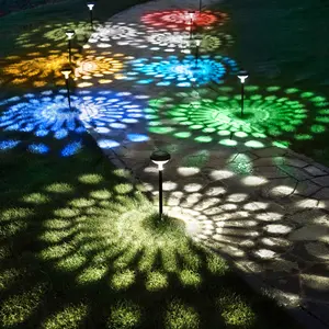 Kingsyard Solar Pathway Lights Outdoor Bright RGB Color Changing Cold White IP67 Waterproof Auto On/Off for Walkway Lawn Driveway Yard 1000mAh Battery 80 Lumen LED