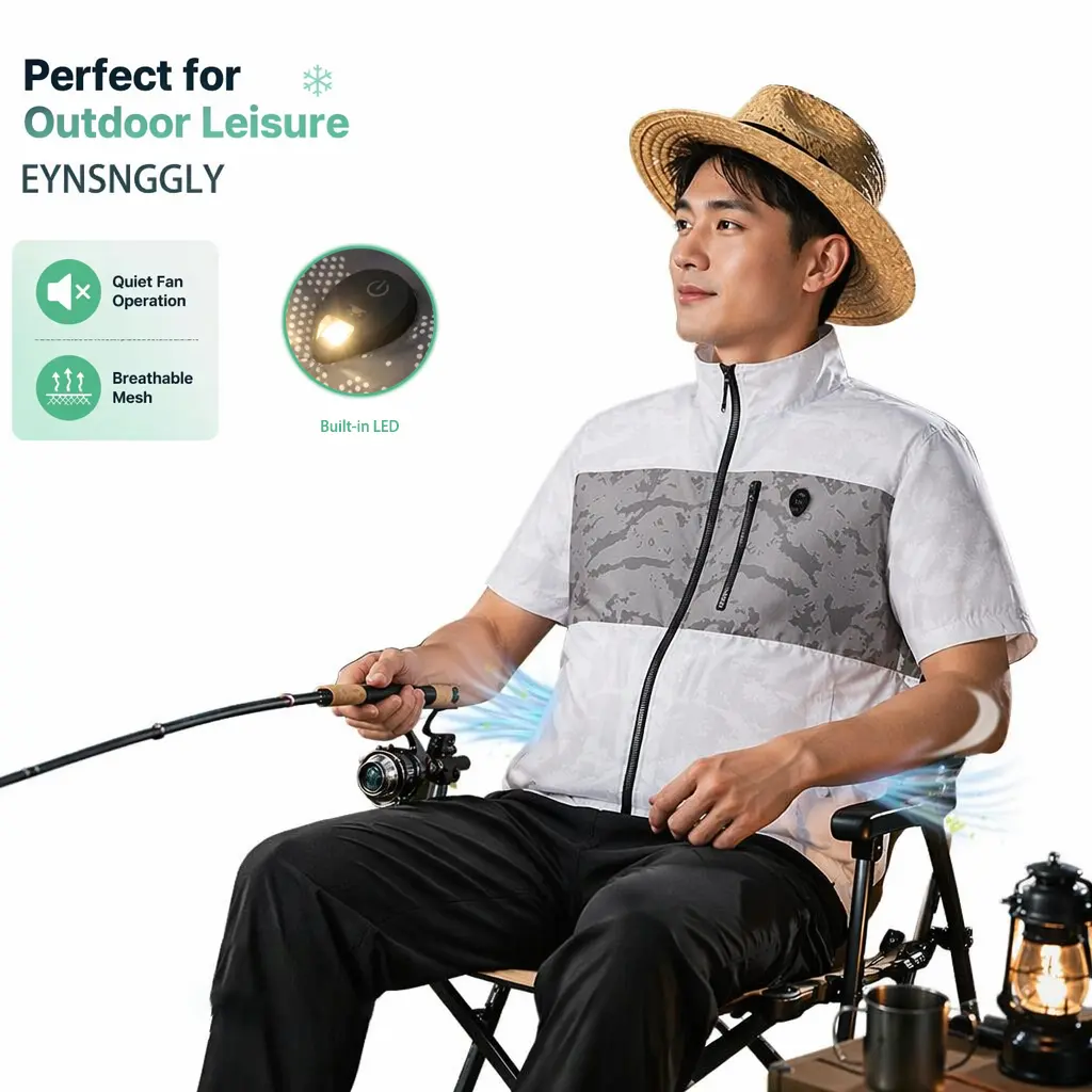 Fitted Camouflage Cooling Vest for Men with 20000mAh Battery (24H Runtime), 6-Speed Dual Fan Airflow for Outdoor Work, Sizes S-2XL, Cooling Fan Shirt, 6 Adjustable Wind Speeds