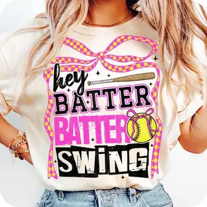 [Sale Up To 50%] Retro Softball Batter Batter Swing Shirt, Checkered Softball Coquette Game Day T-Shirt, Gift For Mom Shirt