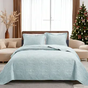 3pc Quilt Bedspread Sets, Ultra Soft Microfiber Quilts For  Queen King Size Bed Coverlet Lightweight Reversible Bedspread,Modern Style Coin Pattern Coverlet For All Season Use,1 Bedspread & 2 Pillowcases Bedding Set Quilted Room Home Decor Christmas Gift.
