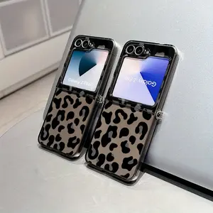 Y2Ks Leopards Print Phone Case for Samsung Galaxy Zflip7 Zflip5 Zflip6, Anti-Drop Transparent Soft Back Cover, Stylish Protective Case, Accessories