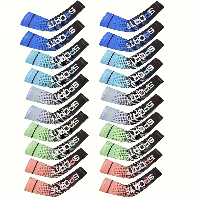 20 PCS Ice Silk Cooling Arm Sleeves - Non-Slip, UV Sun Protection, Breathable Arm Compression Protective Gear for Men, 10 Pairs for Cycling, Golf, Outdoor Sports & Daily Use