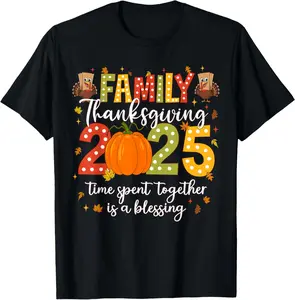 [100% Cotton] Family Thanksgiving 2025 Thanksgiving Crew Turkey Matching T-Shirt