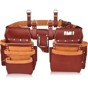 Premium Heavy Duty Grain Leather Tool Belt |   Carpenter Tool Pouch for Handyman |   Leather Tool Pouch |   Tool Belts for Construction |   Drywall |   Framers |   Electrician