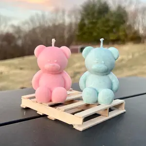 Bear Candle - Seasonal Merch - Pink and Blue Candle - Cute Favors for Baby Shower & Gender Reveal - Decor Ornaments