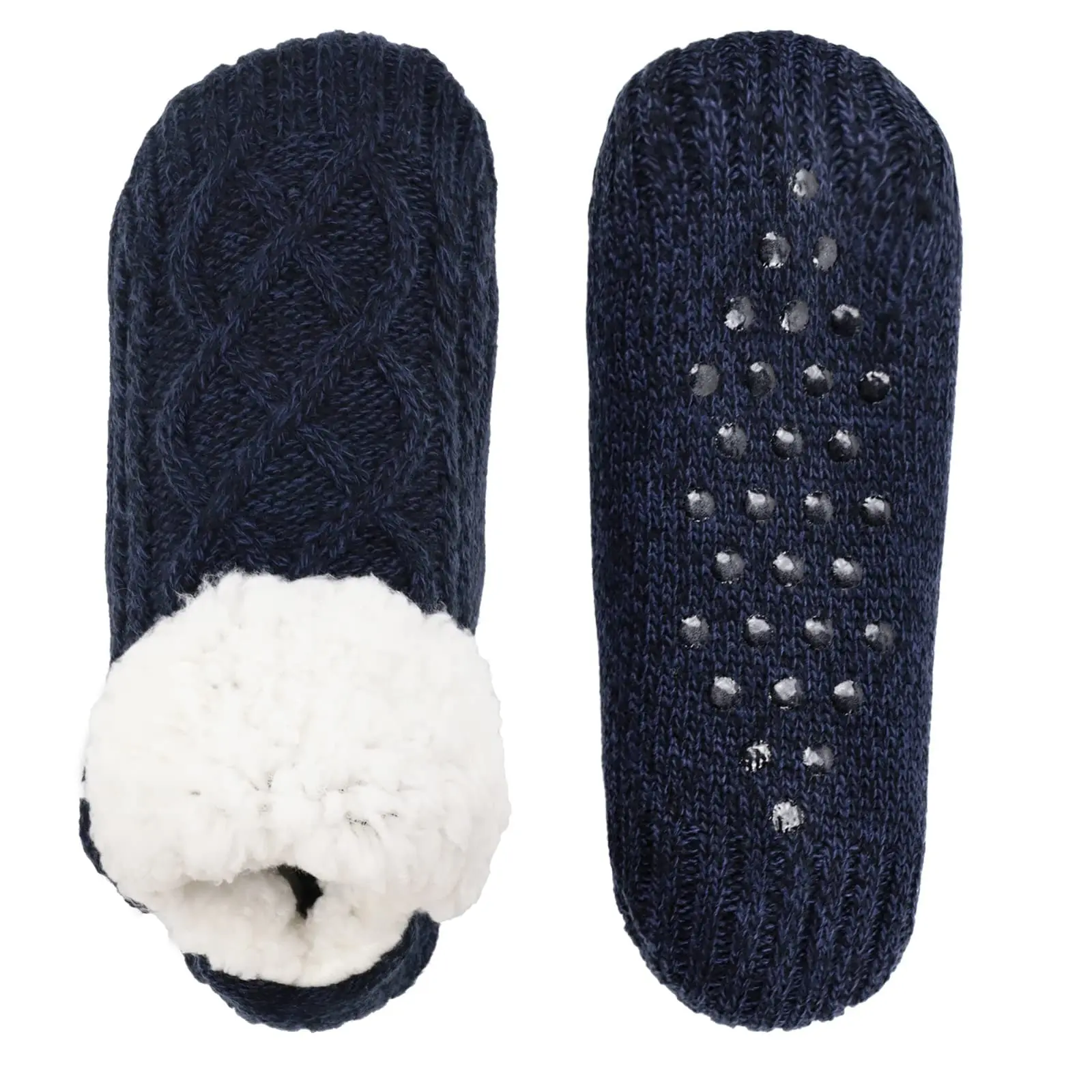 Cozy Women's Knitted Sherpa Slipper Socks - Fuzzy Non-Slip Double Layer Winter Indoor Socks for Ultimate Comfort in the Bedroom