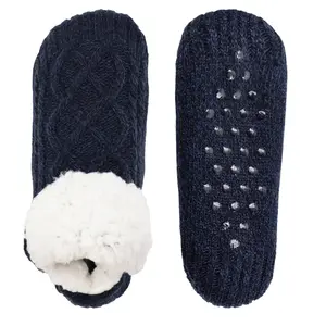 Cozy Women's Knitted Sherpa Slipper Socks - Fuzzy Non-Slip Double Layer Winter Indoor Socks for Ultimate Comfort in the Bedroom