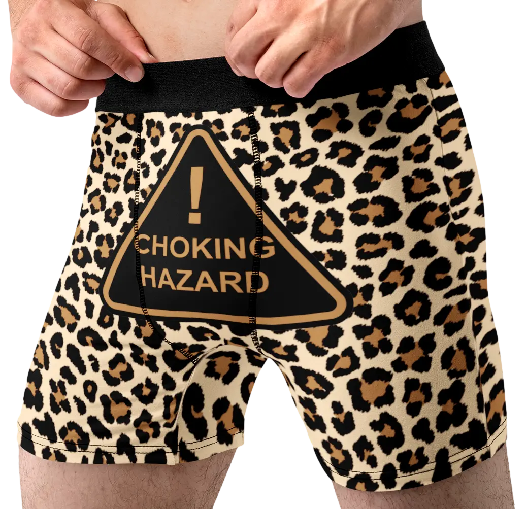 Random Stock Apparel Choking Hazard Funny Men's Boxer Briefs Novelty Underwear Leopard Animal Print