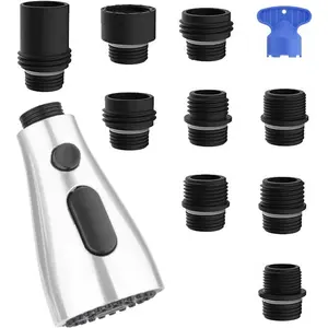 Kitchen Faucet  Replacement with 9 Adapters, Metal Pull Down Sink Faucet , 3 Function Sink Sprayer,  Standard Faucet Adapter, Sink Hose Attachment for Faucet, Moen Kohler Delta Faucets