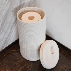 Independent Toilet Paper Holder Rack, Boho Style Bathroom Storage Basket, Jute Rope Hand-Woven Design, Fits Super Large Rolls, Holds 3 Rolls, Bathroom Accessory