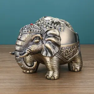 Elephant Ashtray for Home Living Room, Stylish and Creative, Anti-Ash Flying, Cute and Light Luxury, with Lid for Office, Elephant Ornament
