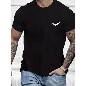 Men's Casual Crew Neck T-Shirt, 100% Polyester Knit Fabric, Solid Color Short Sleeve Top for All Seasons