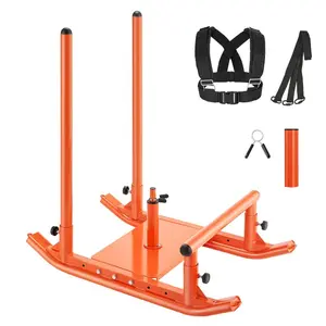 fathersdaygift VEVOR Weight Sled, Steel Power Sled, Fitness Strength Training Sleds for Athletic Exercise Speed Improvement, Workout Fitness Equipment with Handle, Compatible with 1/2 in Weight Plates, Orange